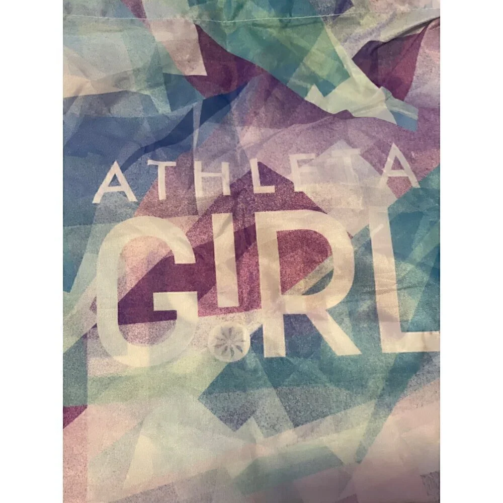 Athleta Girl Drawstring Bag Backpack Sack Purple Silver 14X16